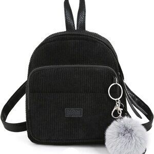 Cute Mini Backpack 3 Way Carry Light-weight Corduroy Casual Daypack Detachable K